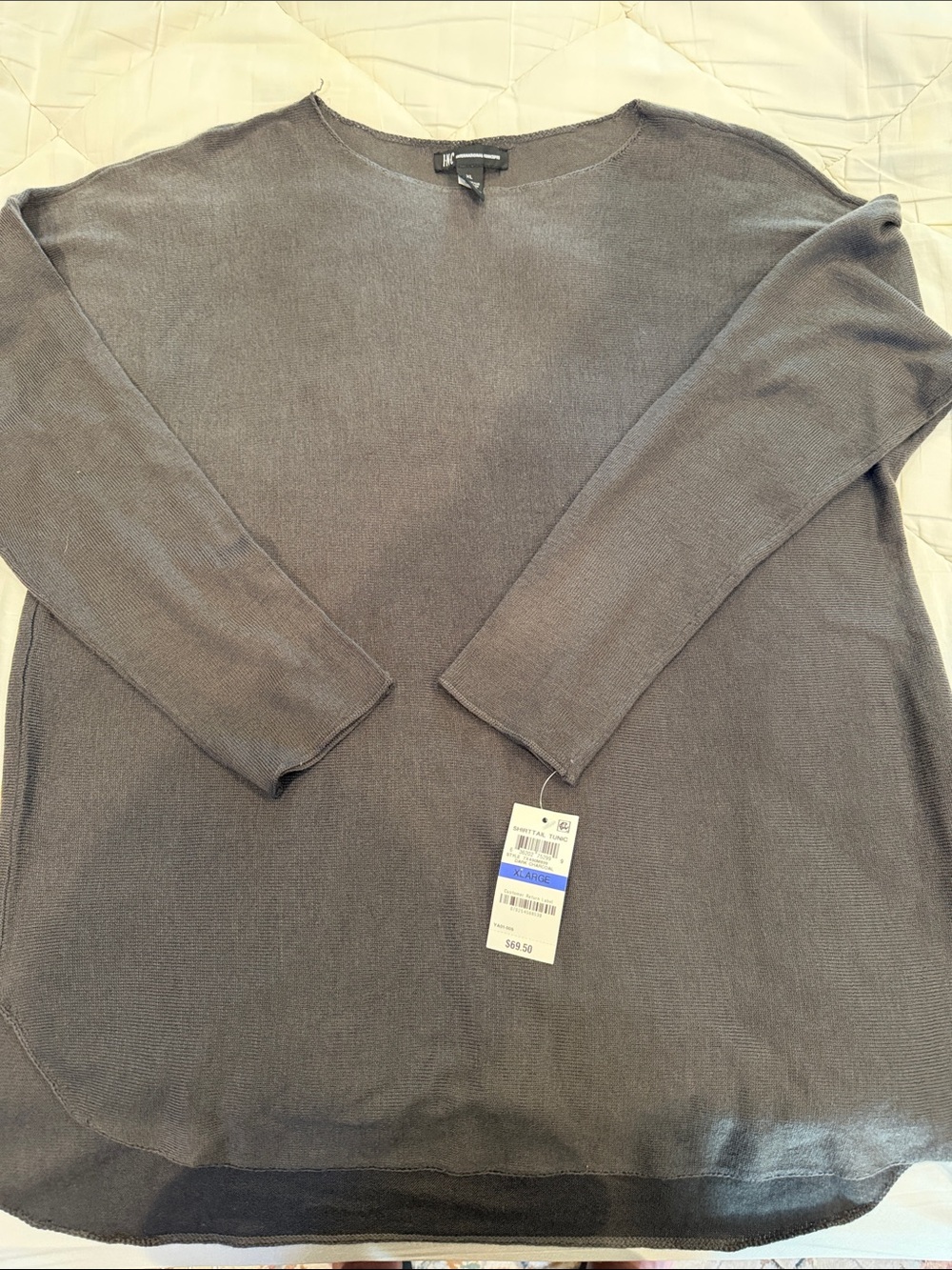 Women XL INC shirt tail charcoal  tunic sweater. New with tags